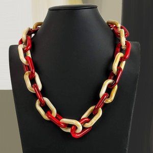COLOR BLOCK PVC ANCHOR LINK Statement Necklace